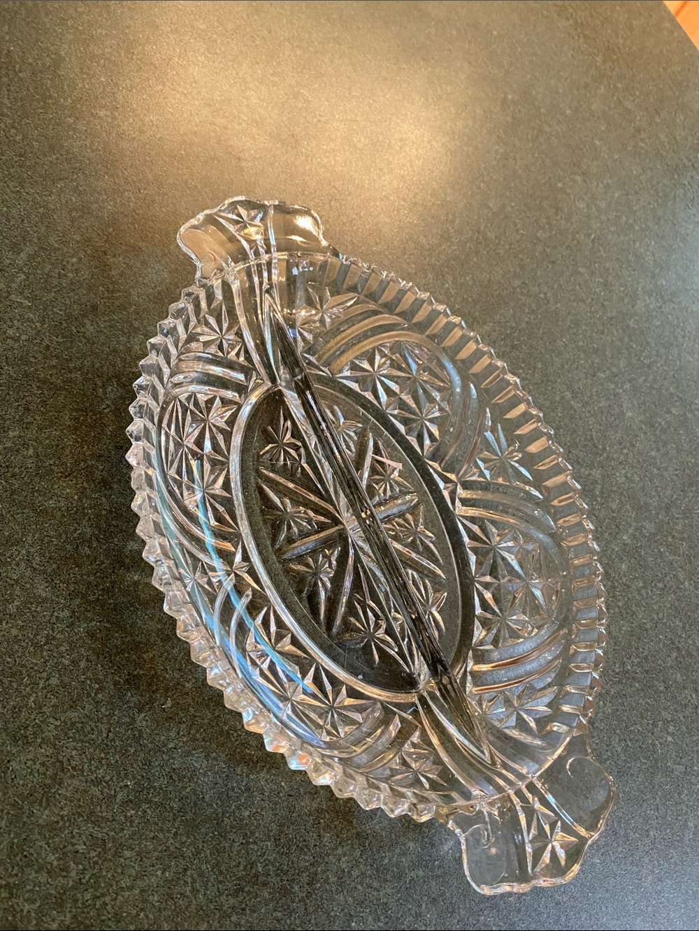 Clear Pressed Glass Divided Serving Dish - Home Accents
